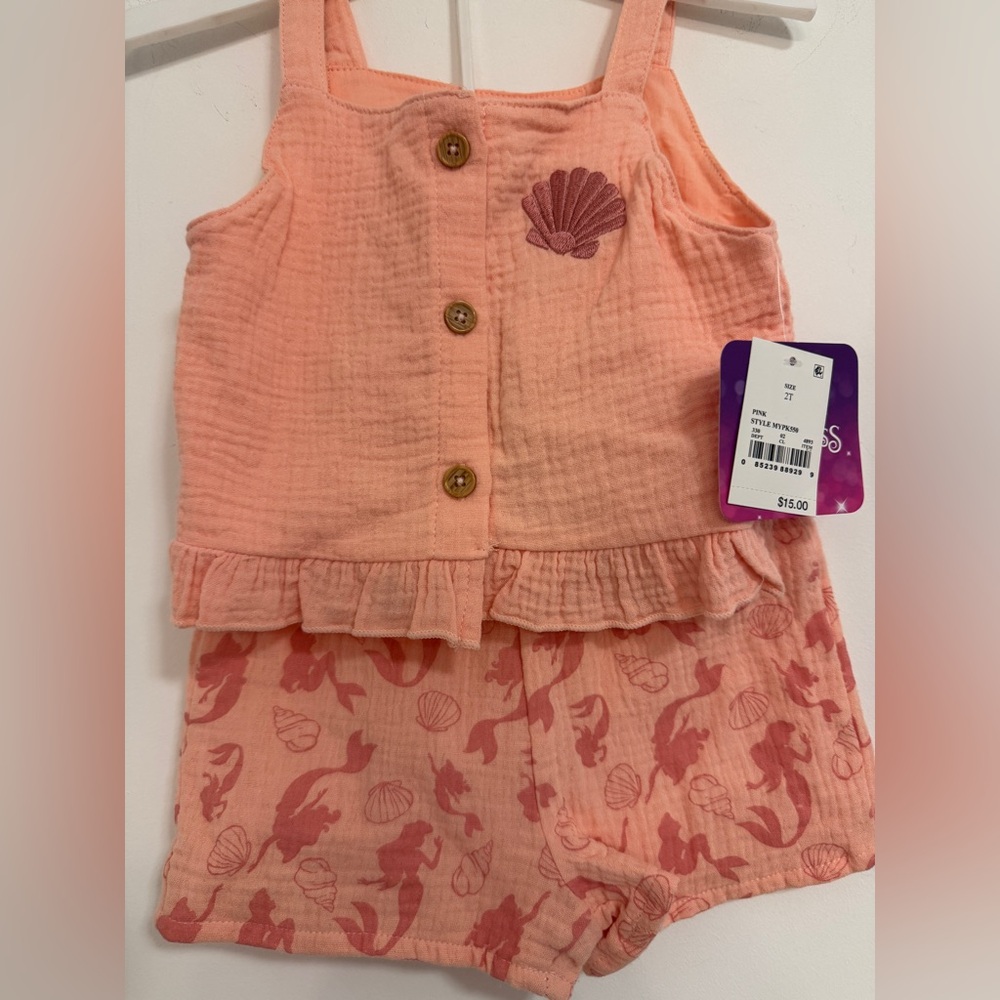 Disney Little Mermaid Coral Kids Matching Set New with tags - Picture 2 of 5